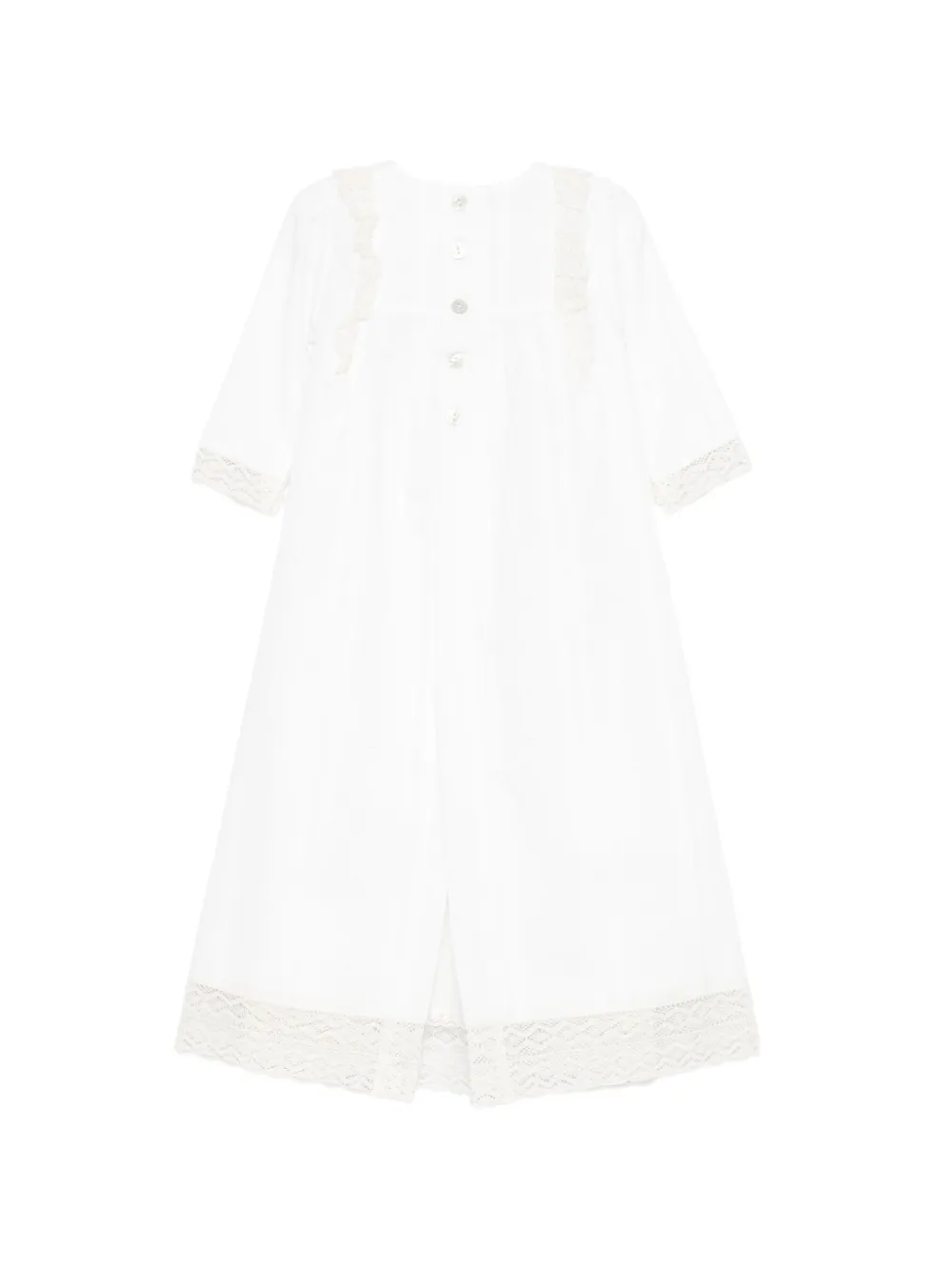 Paz Rodriguez Jurk met kanten afwerking en ruches Beige