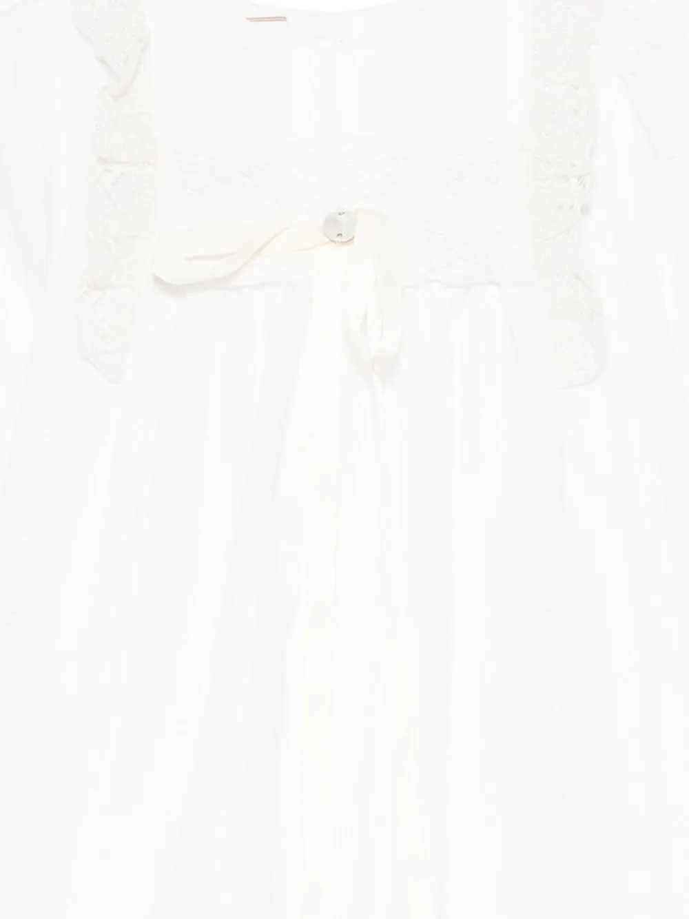 Paz Rodriguez Jurk met kanten afwerking en ruches Beige
