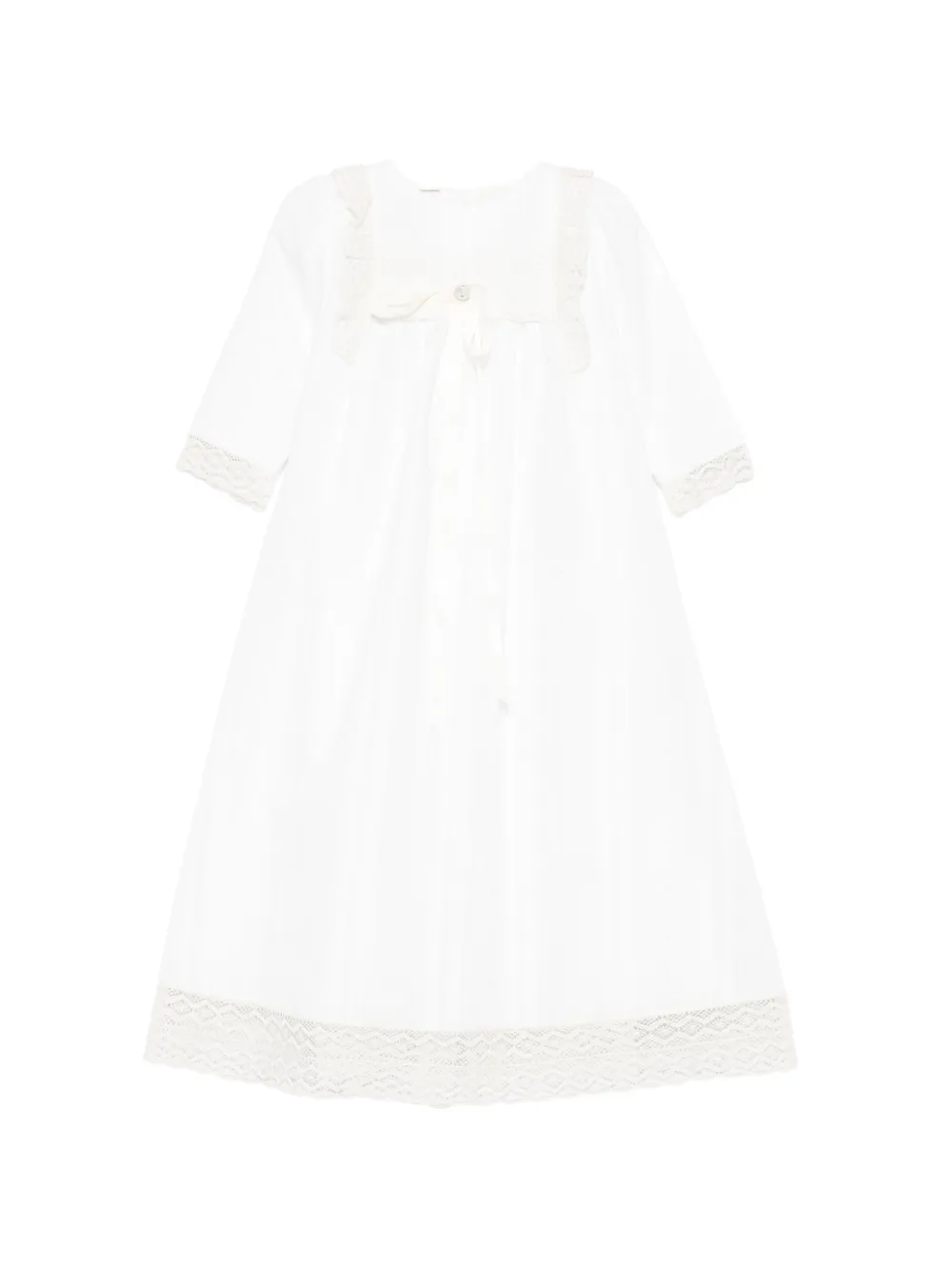Paz Rodriguez lace-trim ruffled dress - Toni neutri
