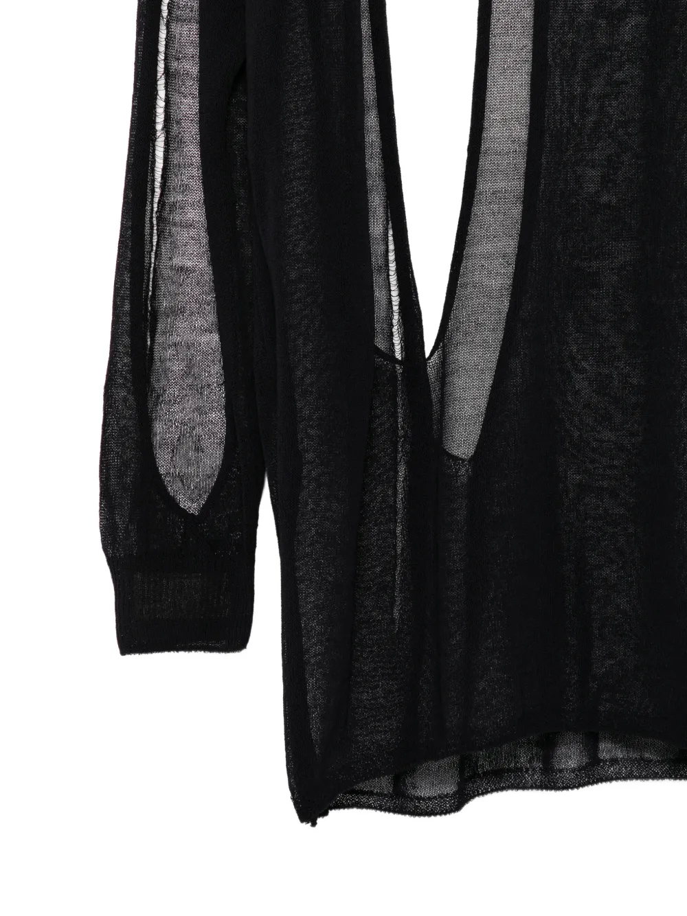 Yohji Yamamoto Semi-doorzichtige trui Zwart
