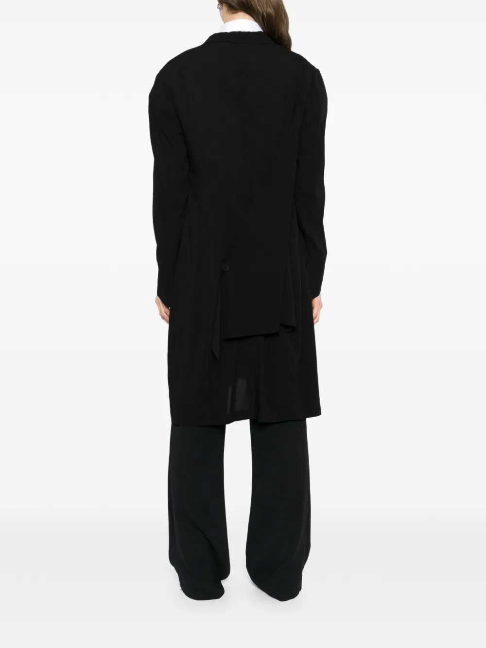 Yohji Yamamoto Jack met enkele rij knopen en gekerfde revers Zwart