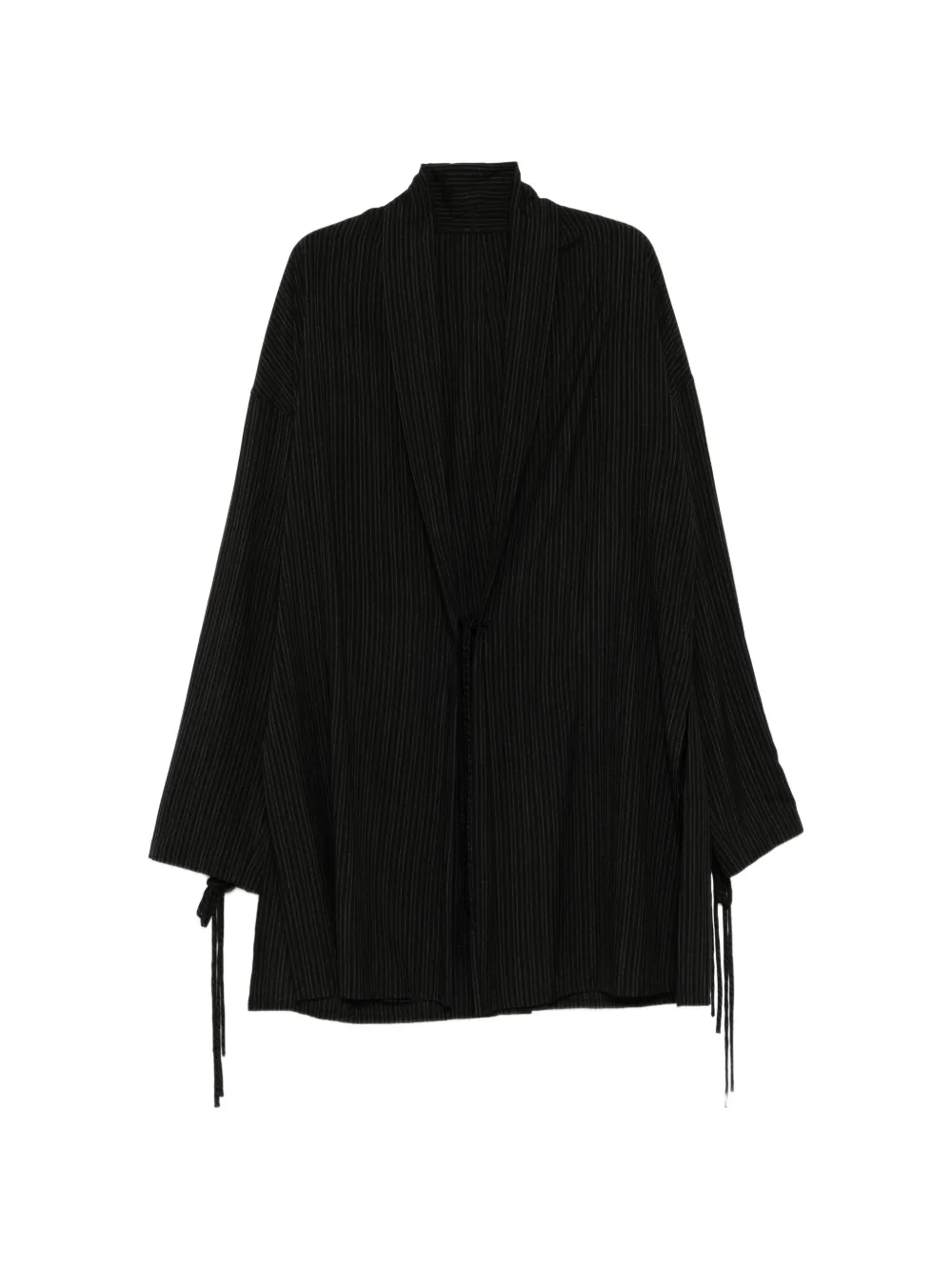 Yohji Yamamoto striped drawstring-cuff jacket - Nero