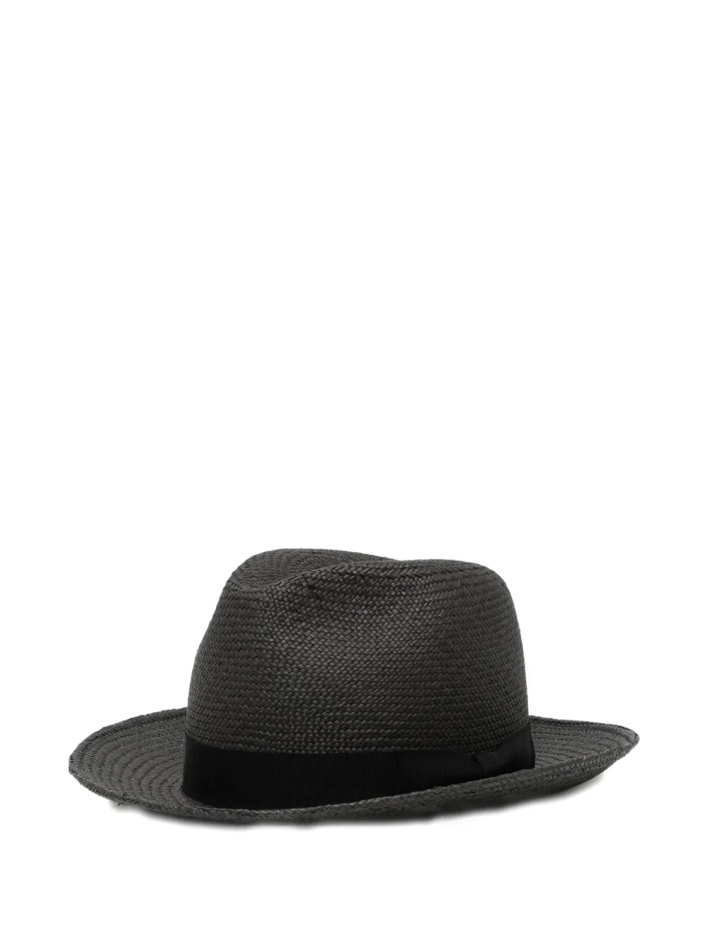 Yohji Yamamoto woven-design grosgrain-trim fedora hat - Schwarz