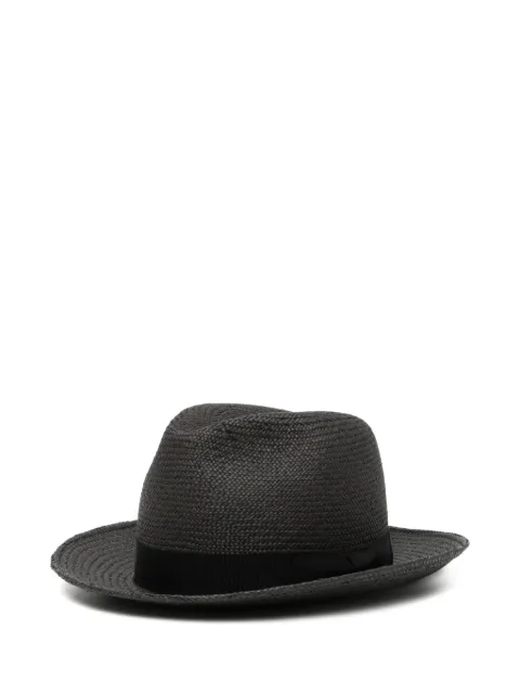 Yohji Yamamoto woven-design grosgrain-trim fedora hat