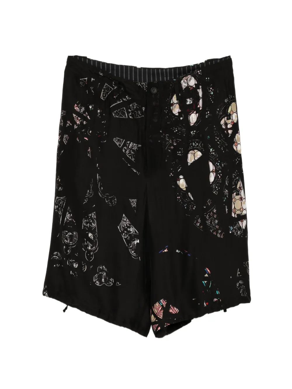 Yohji Yamamoto graphic-print wide-leg shorts - Nero