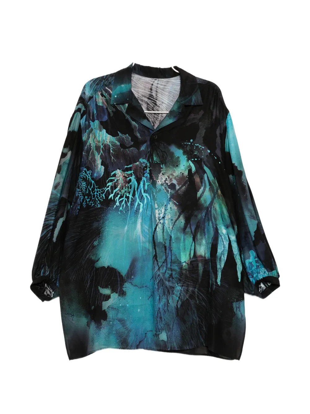 Yohji Yamamoto graphic-print camp-collar shirt - Nero