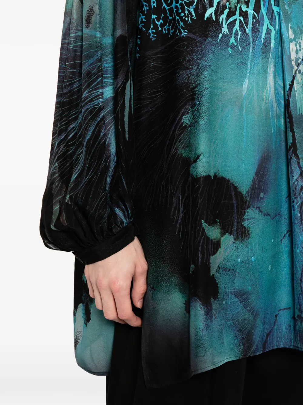 Yohji Yamamoto Overhemd met print en camp kraag Zwart