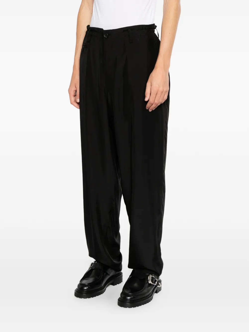 Yohji Yamamoto Pantalon met elastische tailleband Zwart
