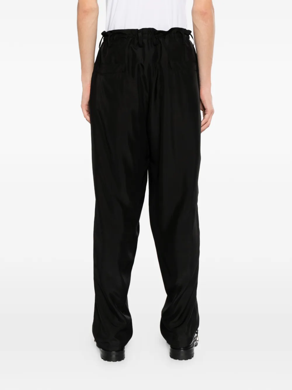 Yohji Yamamoto Pantalon met elastische tailleband Zwart