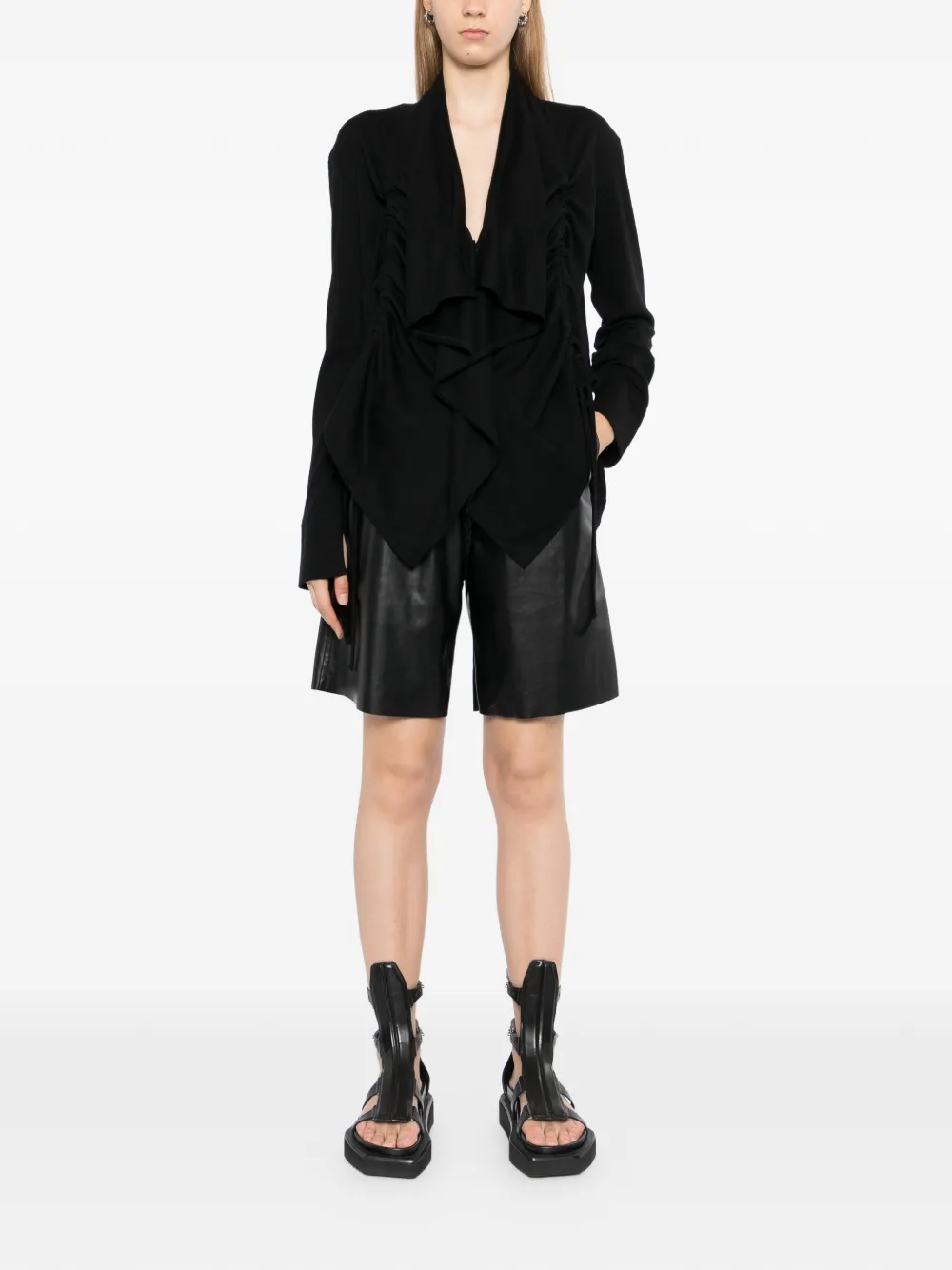 Yohji Yamamoto Gedrapeerd vest met trekkoord Zwart