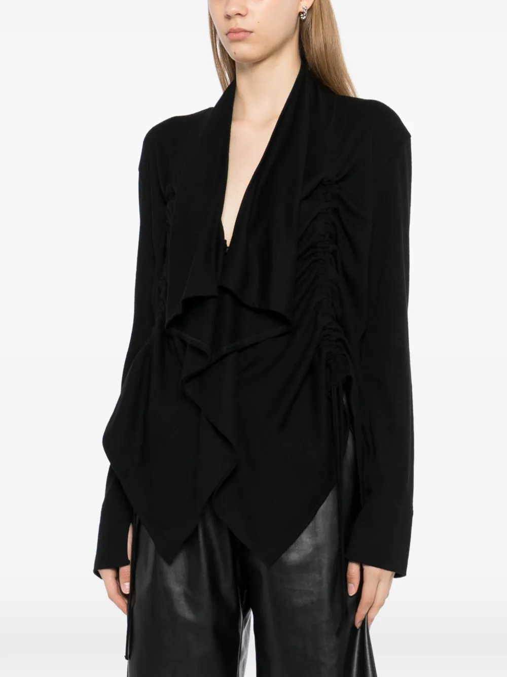 Yohji Yamamoto Gedrapeerd vest met trekkoord Zwart