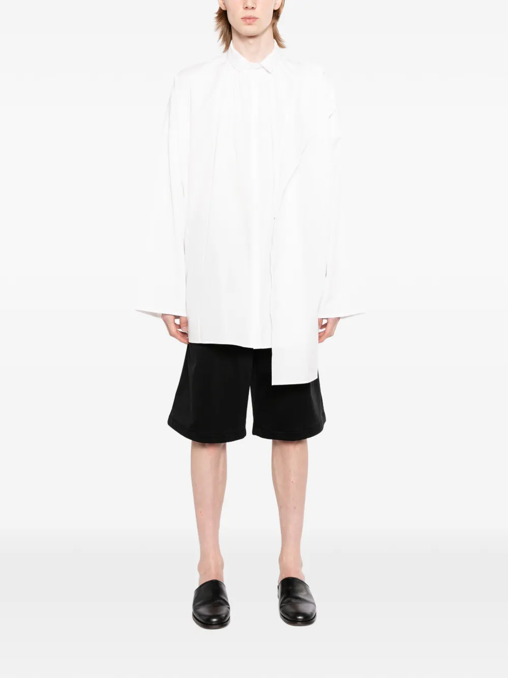 Yohji Yamamoto Gelaagd overhemd met asymmetrische afwerking Wit