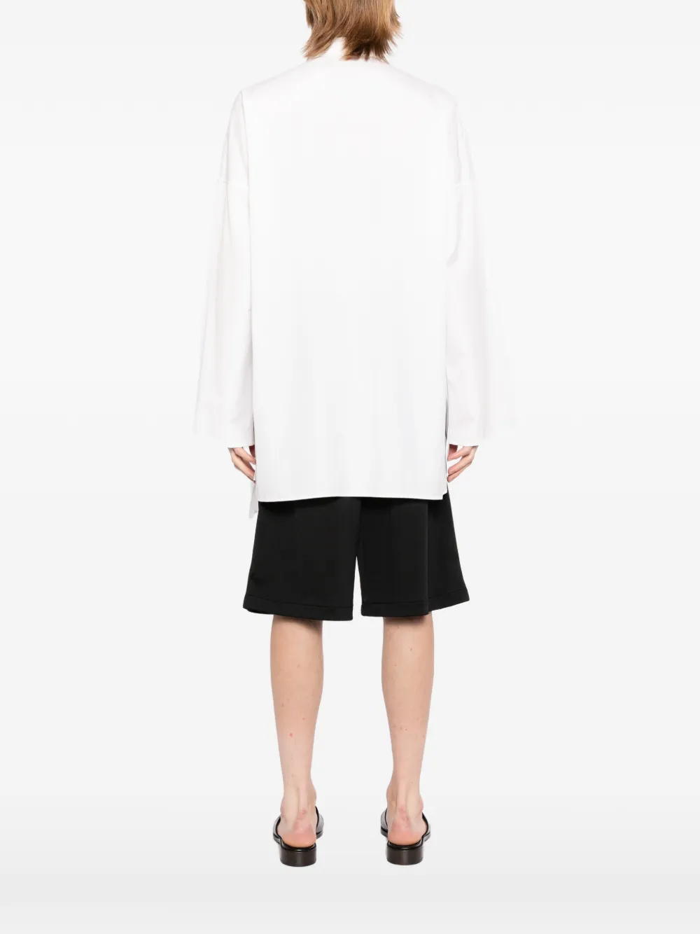 Yohji Yamamoto Gelaagd overhemd met asymmetrische afwerking Wit