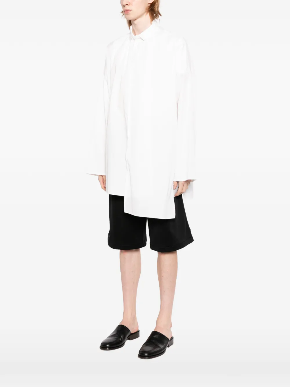 Yohji Yamamoto Gelaagd overhemd met asymmetrische afwerking Wit