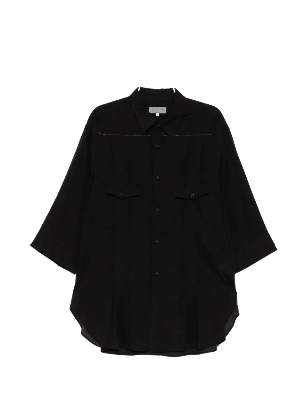 Yohji Yamamoto pleated sheer shirt - Black