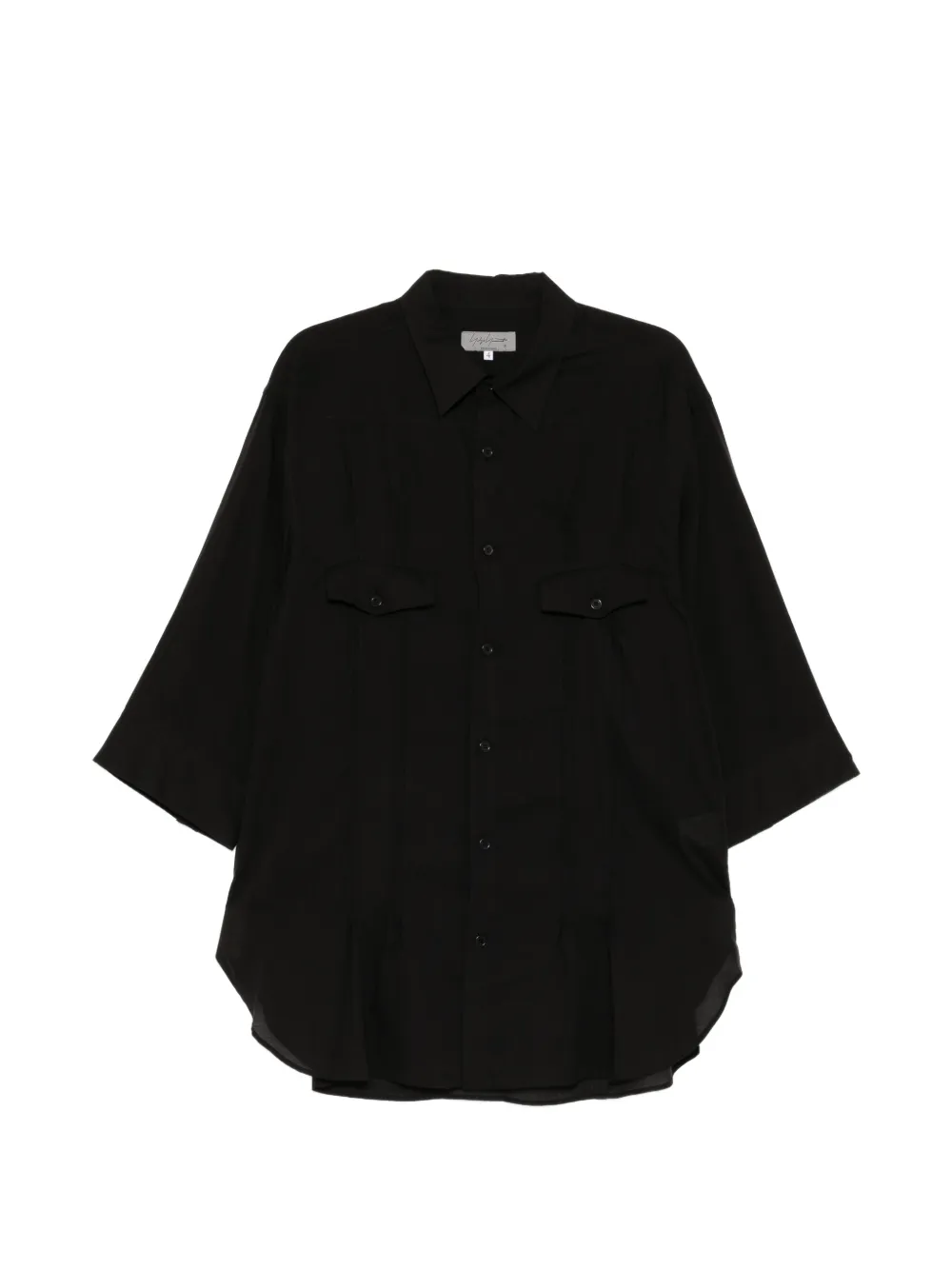 Yohji Yamamoto pleated sheer shirt - Nero
