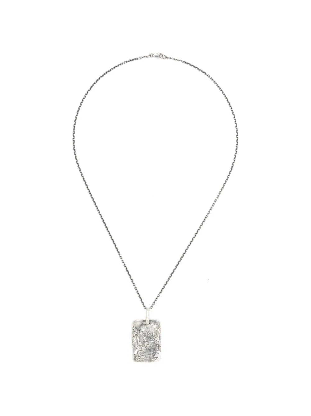 Yohji Yamamoto Engraved-pendant Necklace In Silver