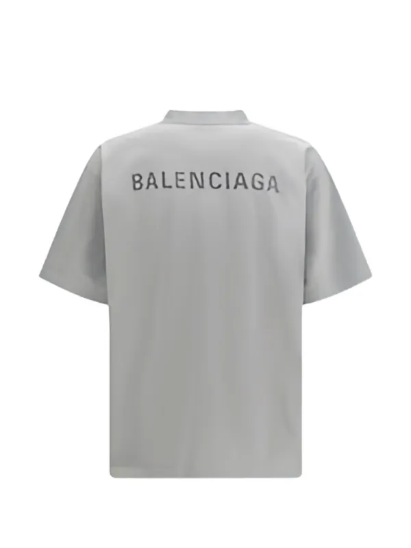 Balenciaga logo-embroidered distressed-effect T-shirt | Grey