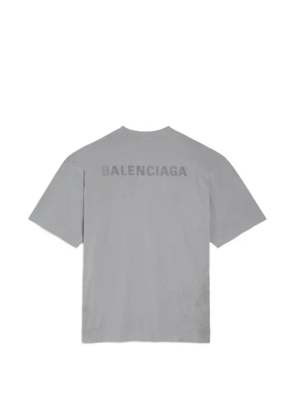 BALENCIAGA UNIFIT Tシャツ グレー 半袖 ロゴデザイン Balenciaga Back Medium Fit T-shirt | Grey | FARFETCH AO