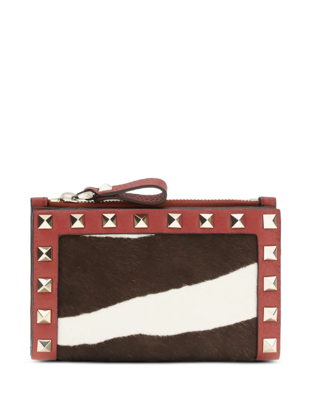Valentino Garavani Rockstud animal-print coin purse - Rosso