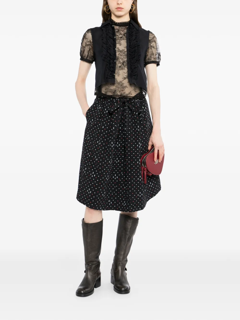 Undercover Midi-jurk met print Zwart
