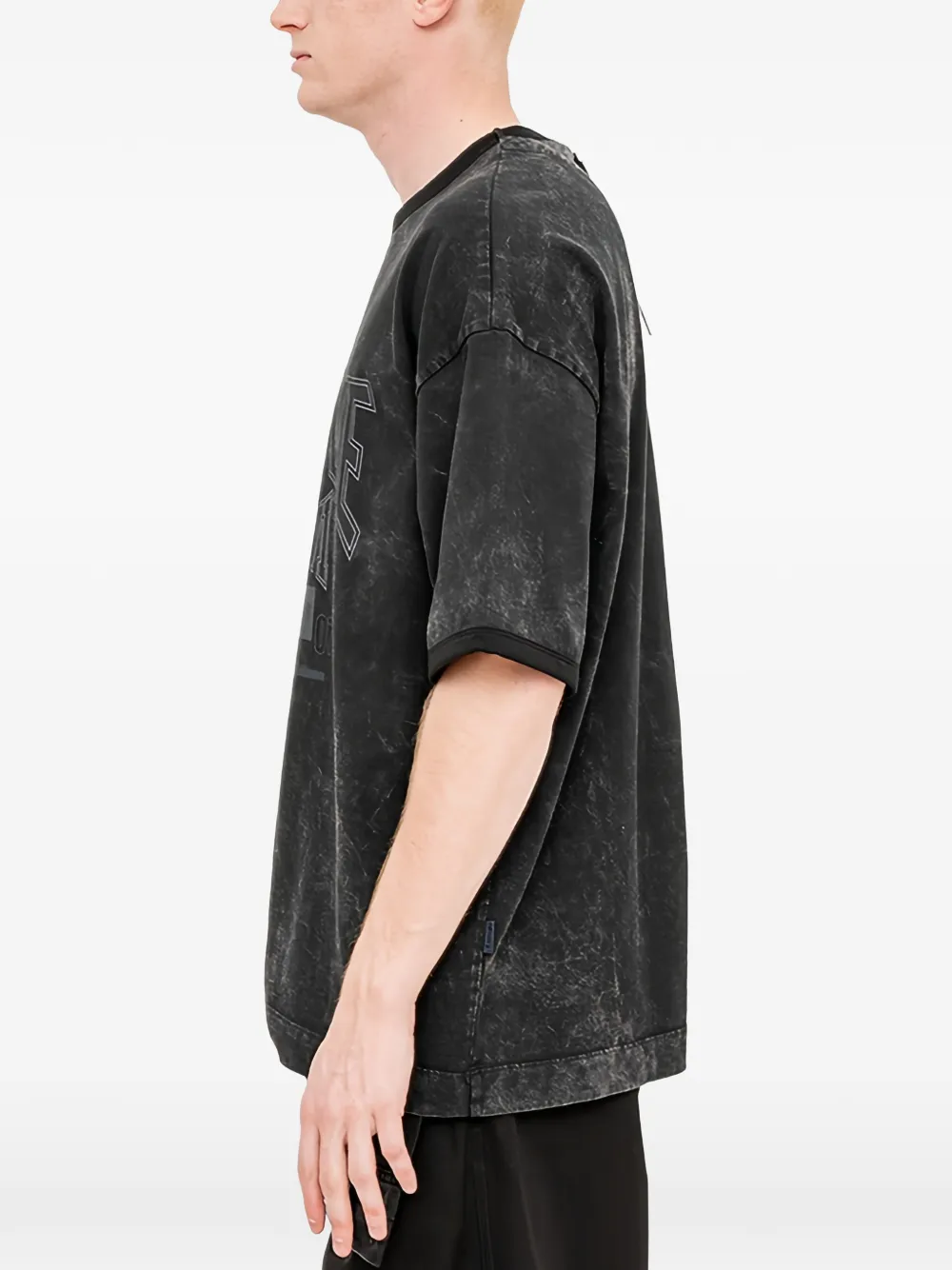 Juun.J T-shirt met acid-wassing en logo-print Zwart