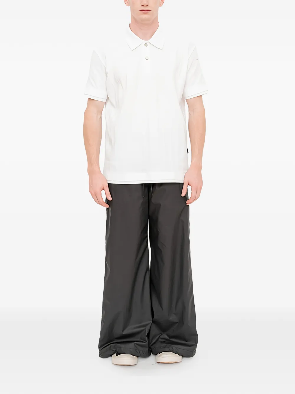 Juun.J Ribgebreid poloshirt Wit