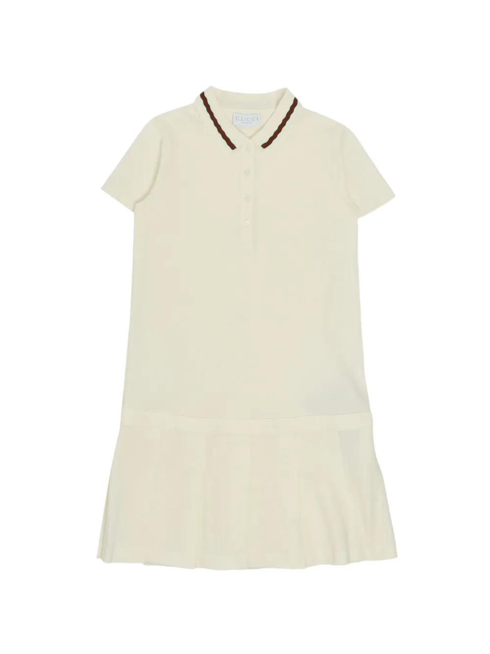 Gucci Kids Web-stripe pleated dress - White