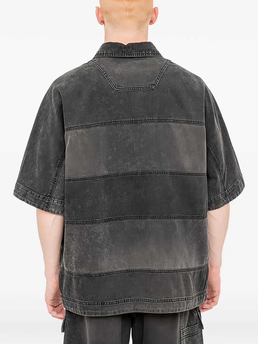 Juun.J Poloshirt met vlakken Zwart