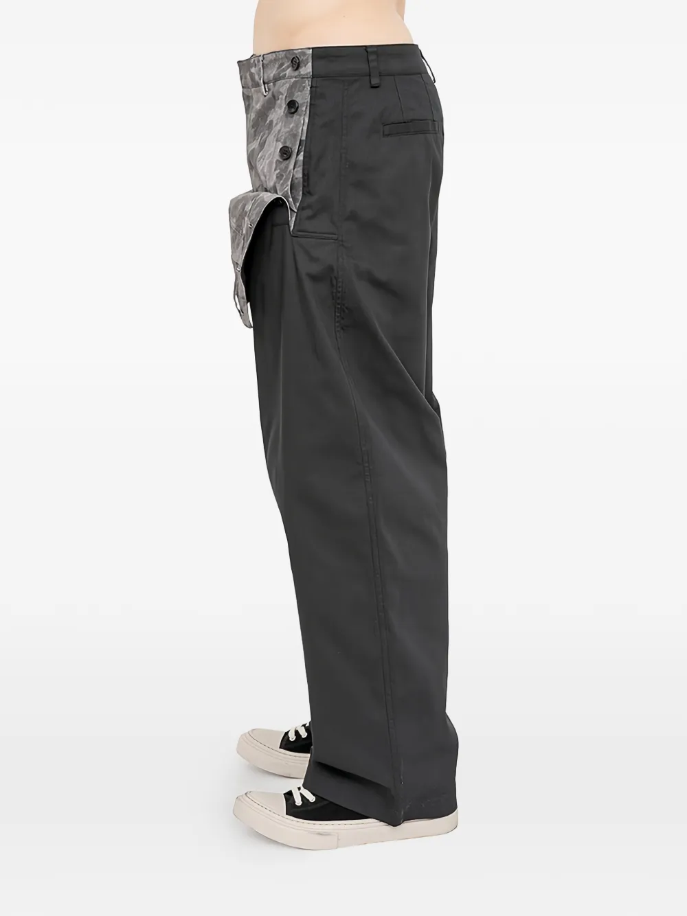 Juun.J Broek met camouflage-print en gelaagd vlak Zwart