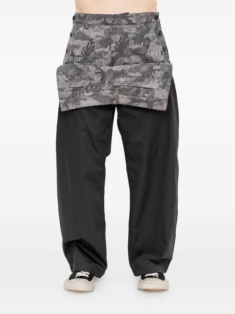Juun.J camouflage-print layered-panel trousers