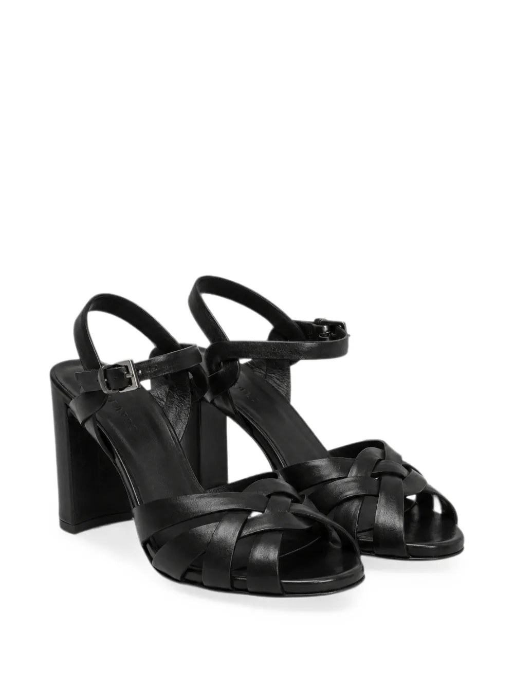 Del Carlo Stene interwoven block-heel sandals Zwart