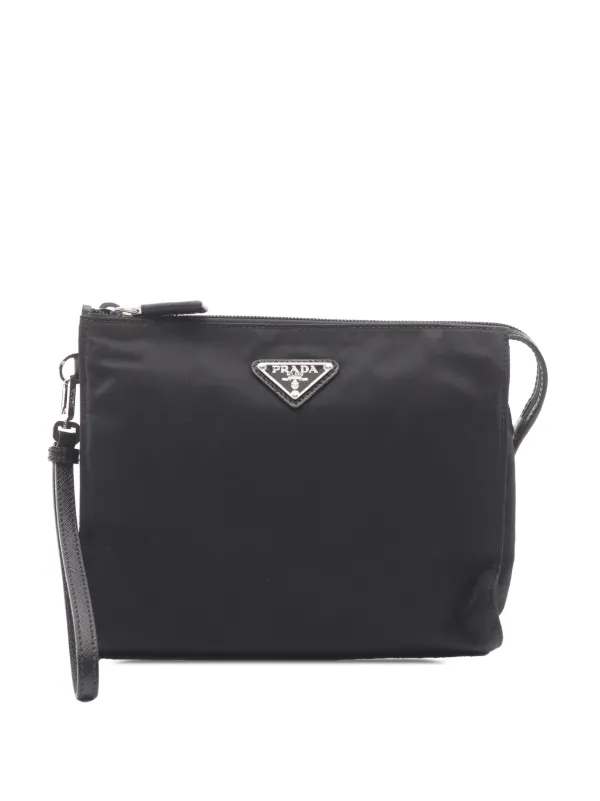 Prada Pre-owned 2013-2026 Tessuto Clutch Bag in Black