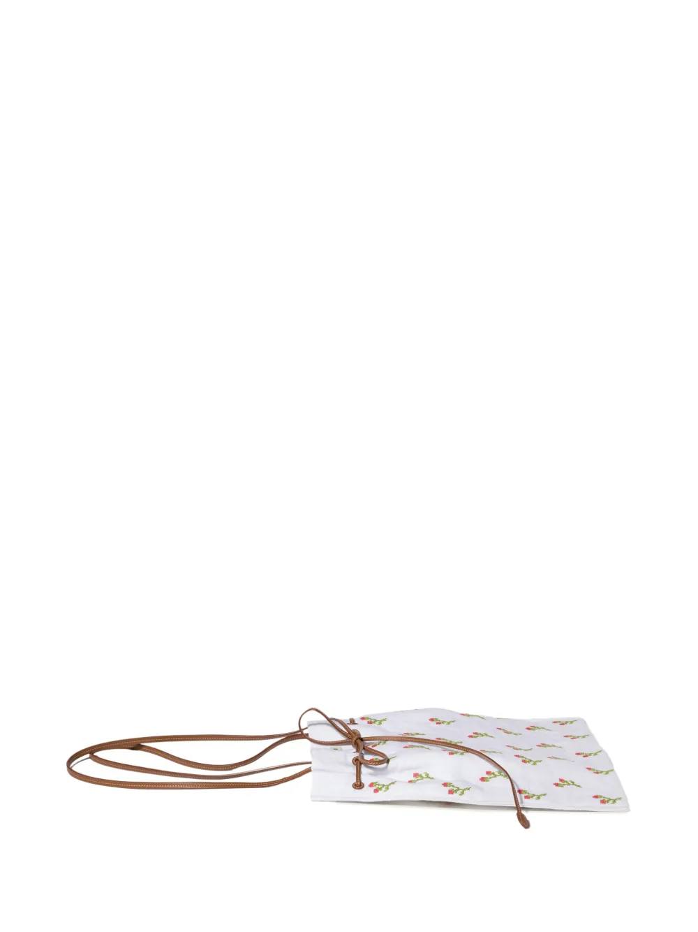 Miu Geborduurde linnen shopper Wit