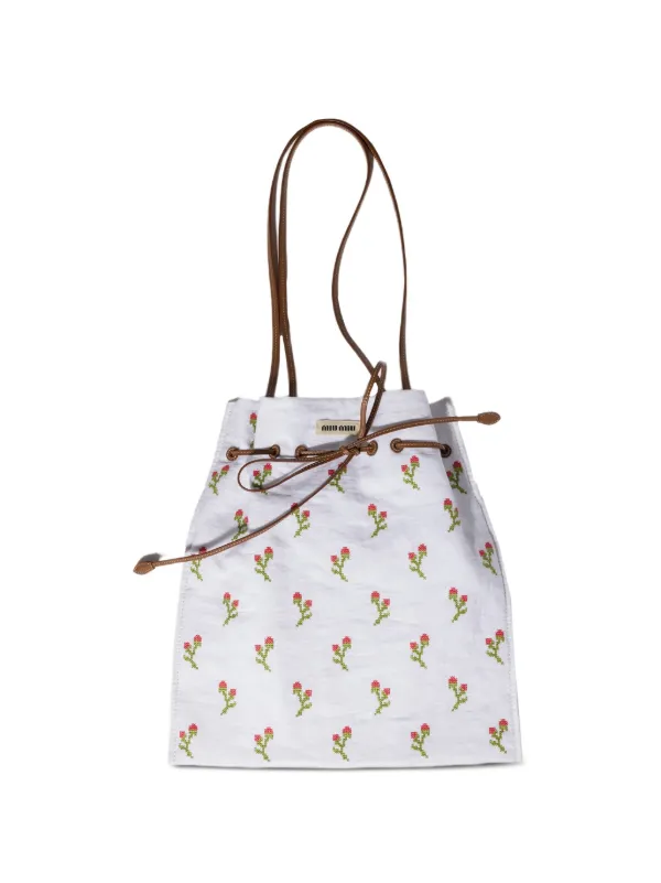 Miu Miu リネン ハンドバッグ | ホワイト | FARFETCH JP