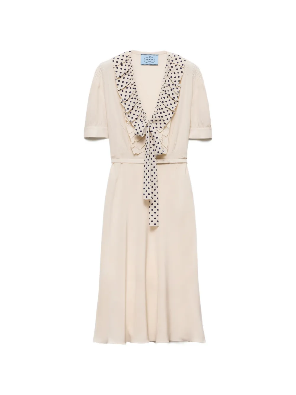 Prada embroidered marocain dress - Neutrals