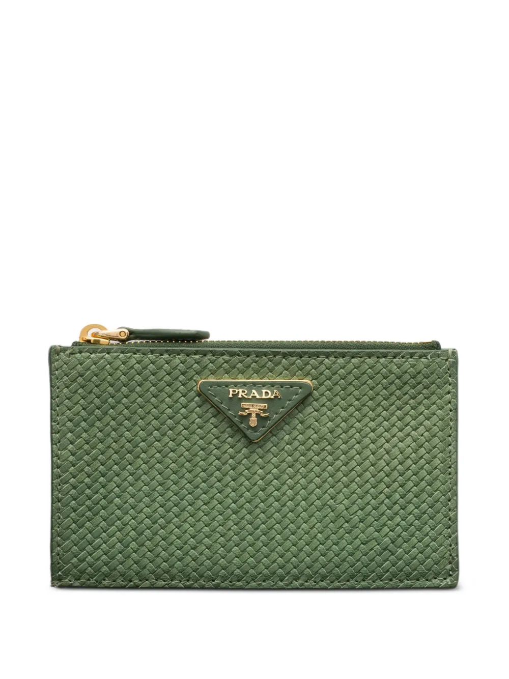 Prada Portacarte in pelle Madras intrecciata - Verde