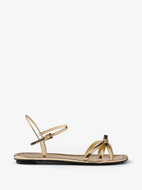 Prada flat metallic leather sandals