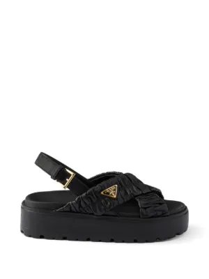 Prada プラットフォーム レザーサンダル | ブラック | FARFETCH JP