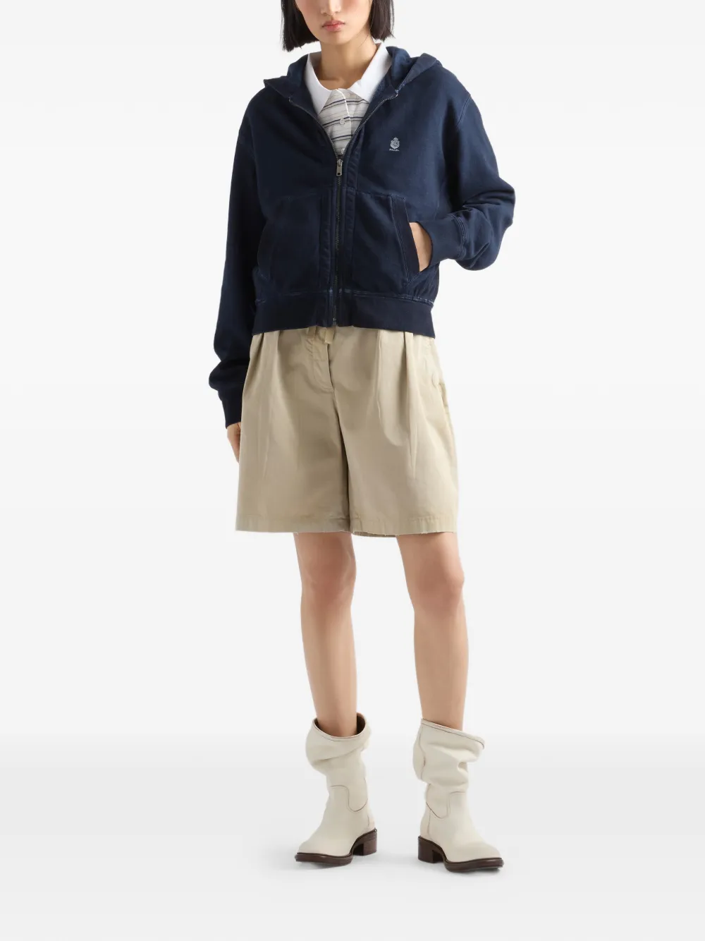 Prada katoenen jas met capuchon Blauw