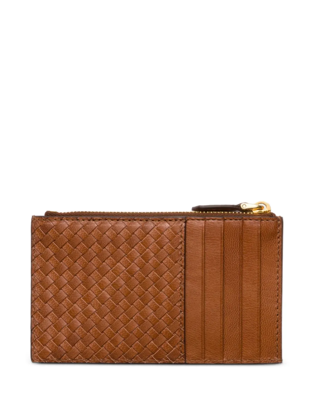Prada Madras geweven leren pasjeshouder Bruin