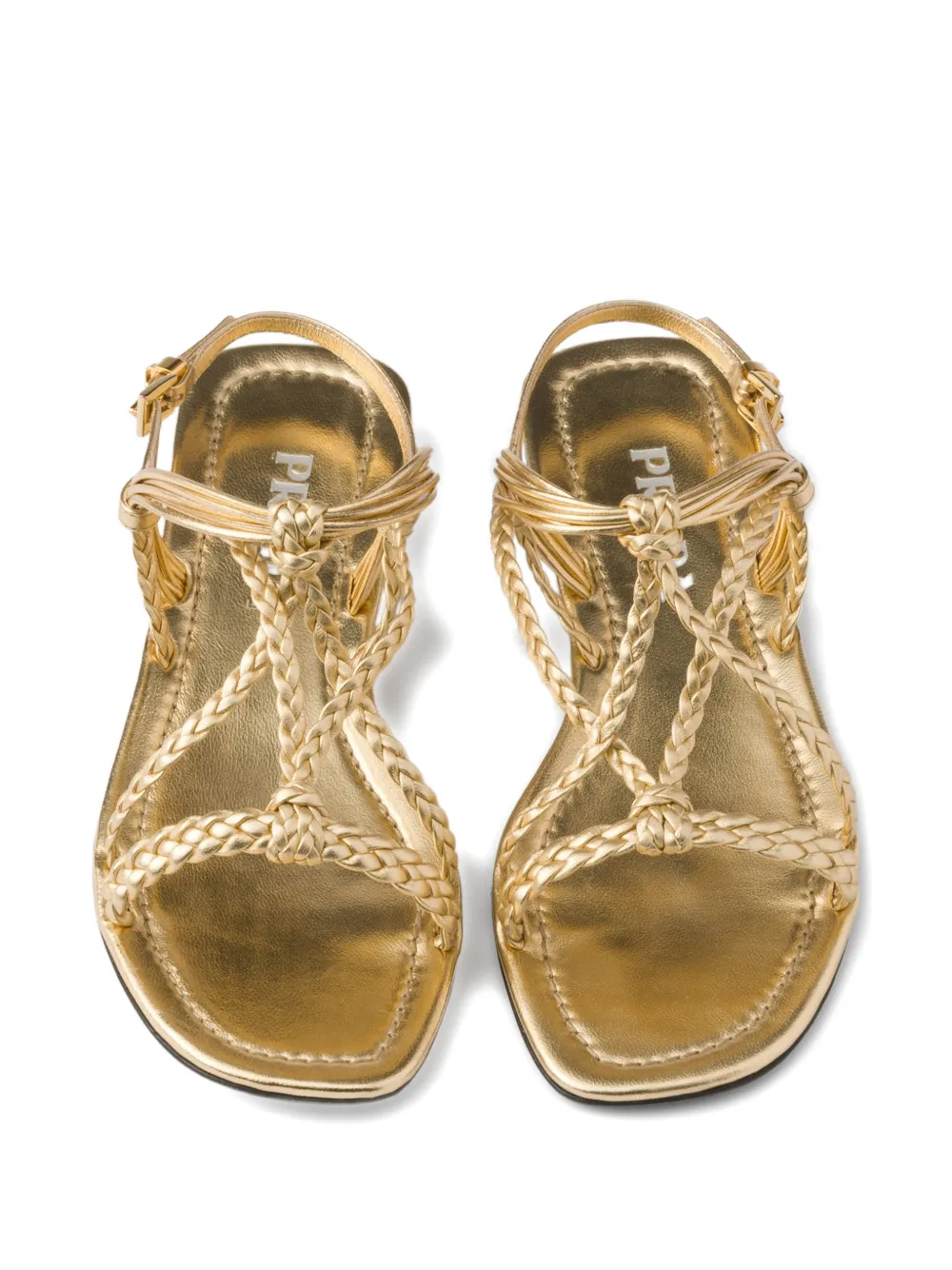 Prada flat mordoré nappa leather sandals Goud