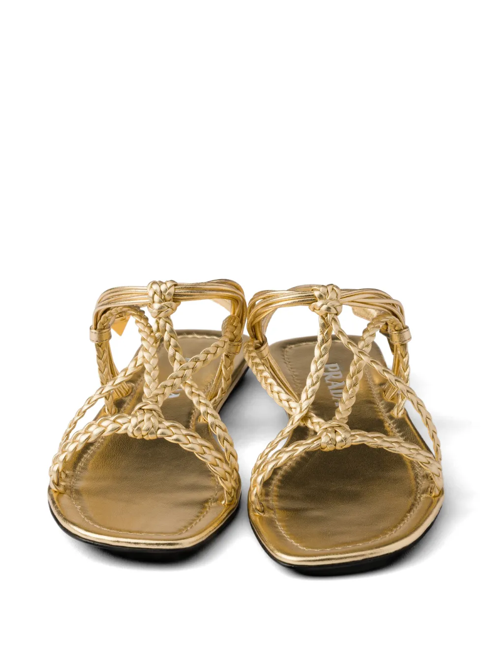 Prada flat mordoré nappa leather sandals Goud