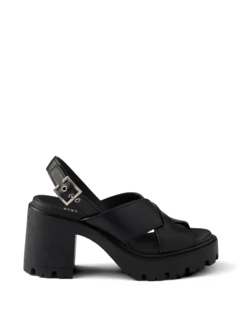 Prada crisscross leather platform sandals