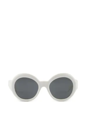Miu Miu Eyewear Oval logo-detail Sunglasses | White | FARFETCH