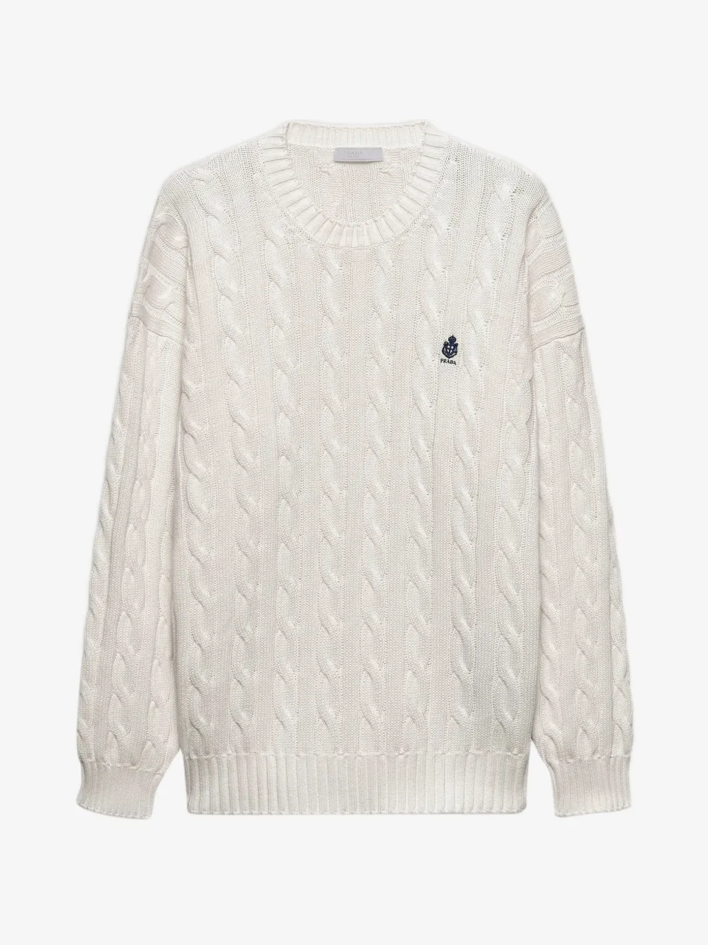 Prada cable-knit logo-embroidered sweater | White | Image 1