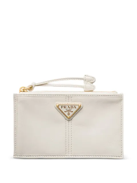 Prada porte-cartes en cuir avec fermeture éclair