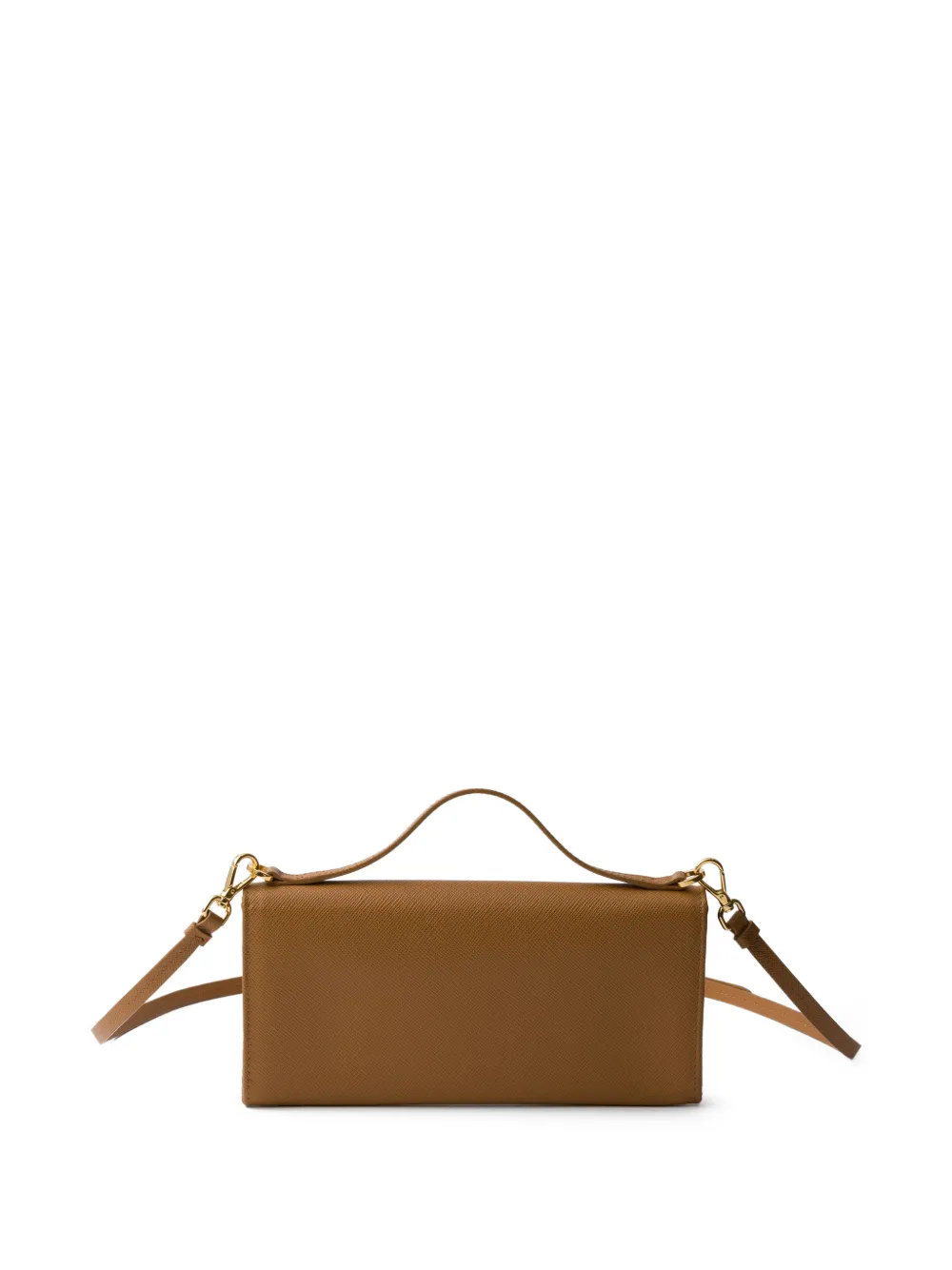 Prada Saffiano leren portemonnee met schouderband Beige