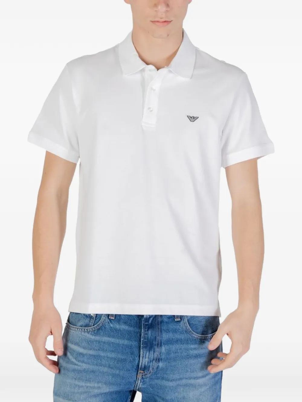 Emporio Armani logo-patch polo shirt - Bianco