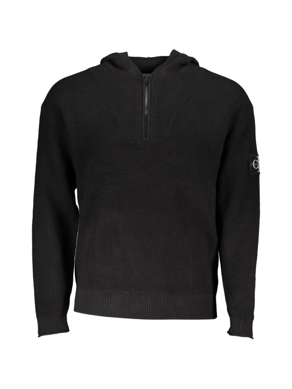 Calvin Klein waffle-knit half-zip hoodie - Nero